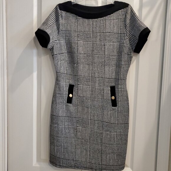 Stella & Julie Knee Length Dress Black & White ~  Size 12 - Picture 1 of 5